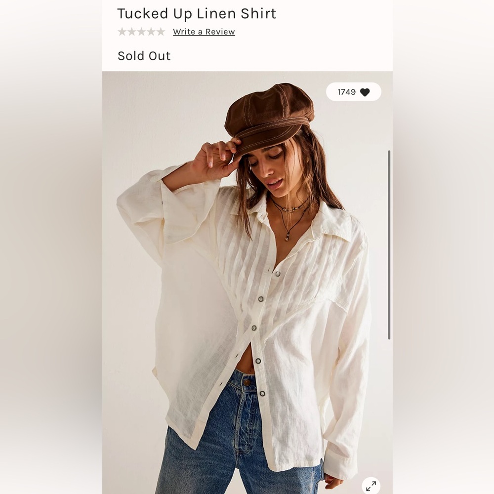 We The Free Oversized White Linen relaxed Shirt - M